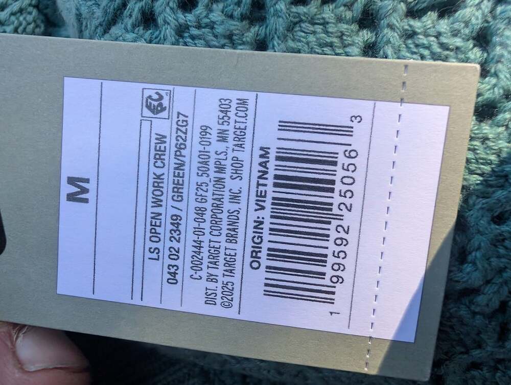 Goodfellow & Co LS Open Work Crew Sweater Size M Green